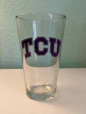 TCU Clear Pint Glass with Purple Logo